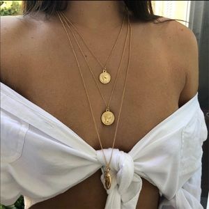 Gold Coin Pendant Layered Necklaces